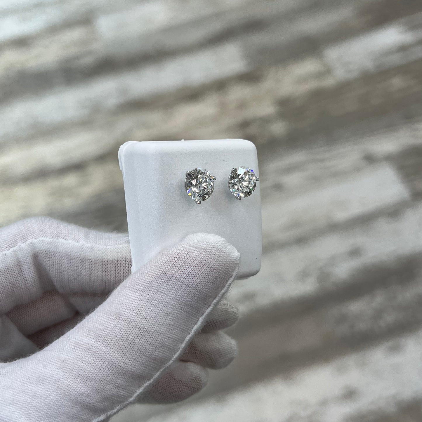 Diamond Studs 4ct Lab Created 14k White Gold