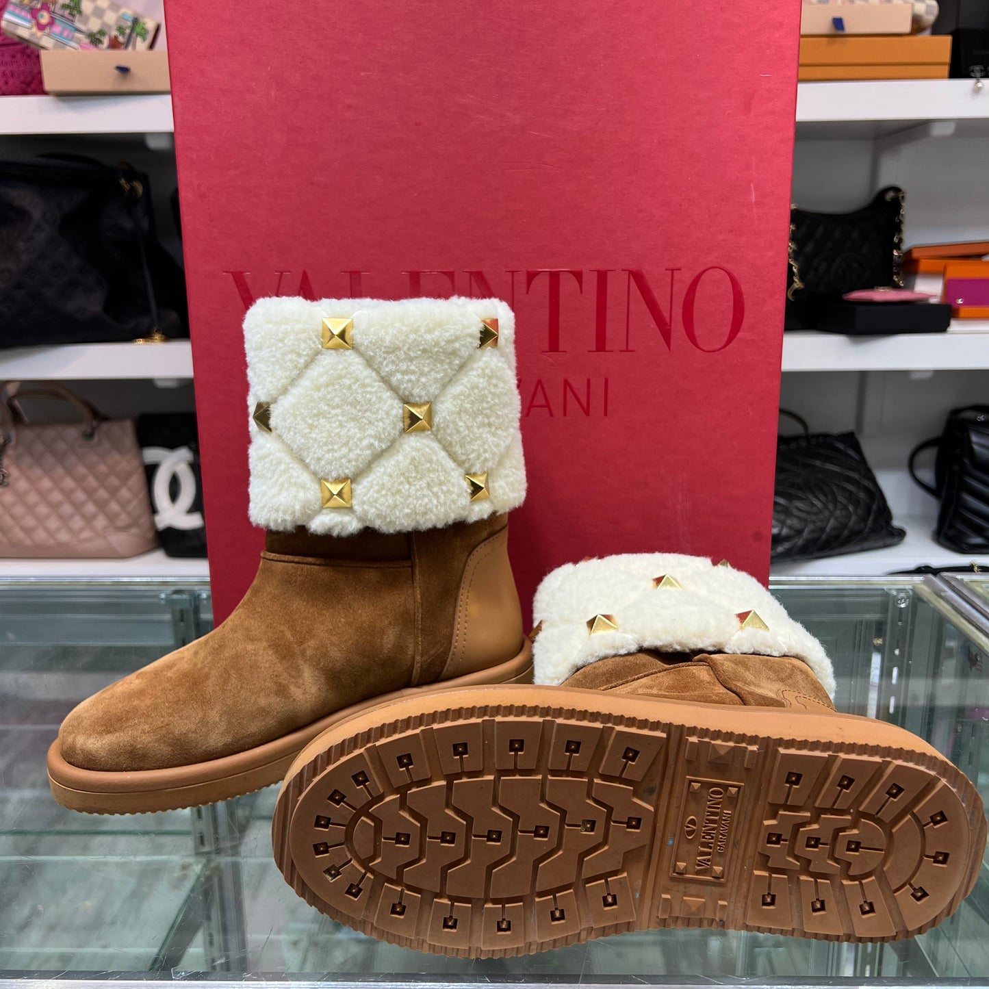 Valentino Stud Boots, Size 36