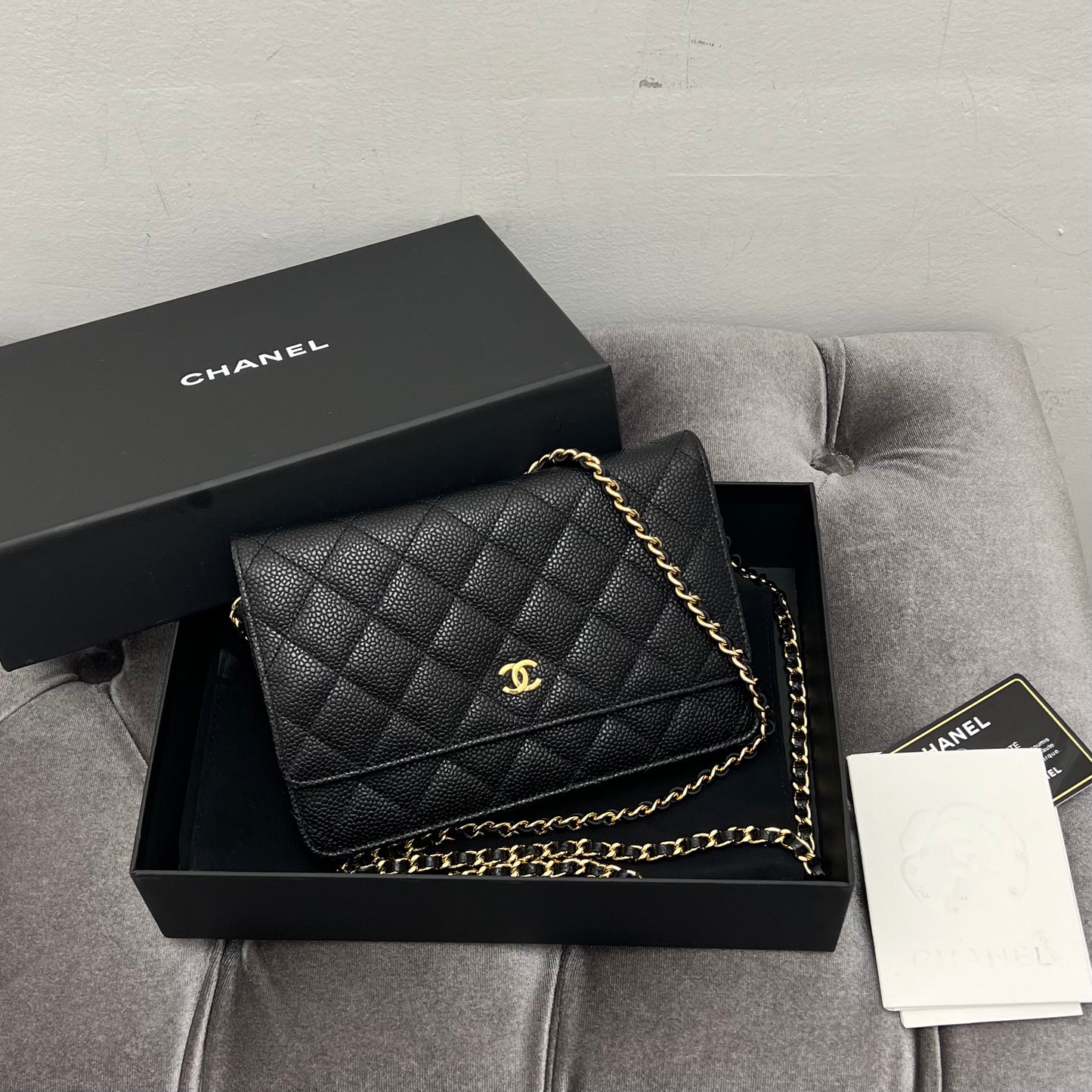 Chanel Wallet on Chain Black and Gold