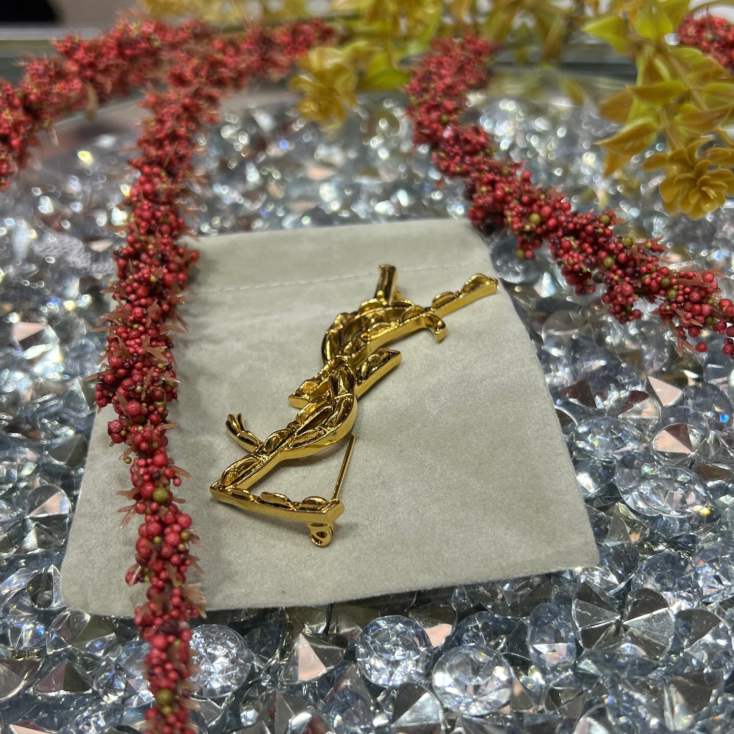 YSL Gold Logo Pin