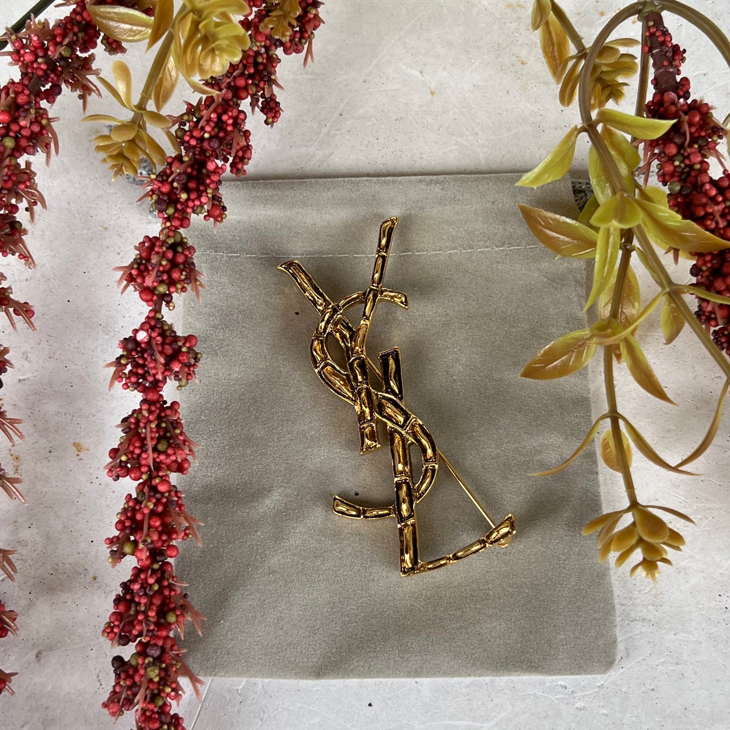YSL Gold Logo Pin