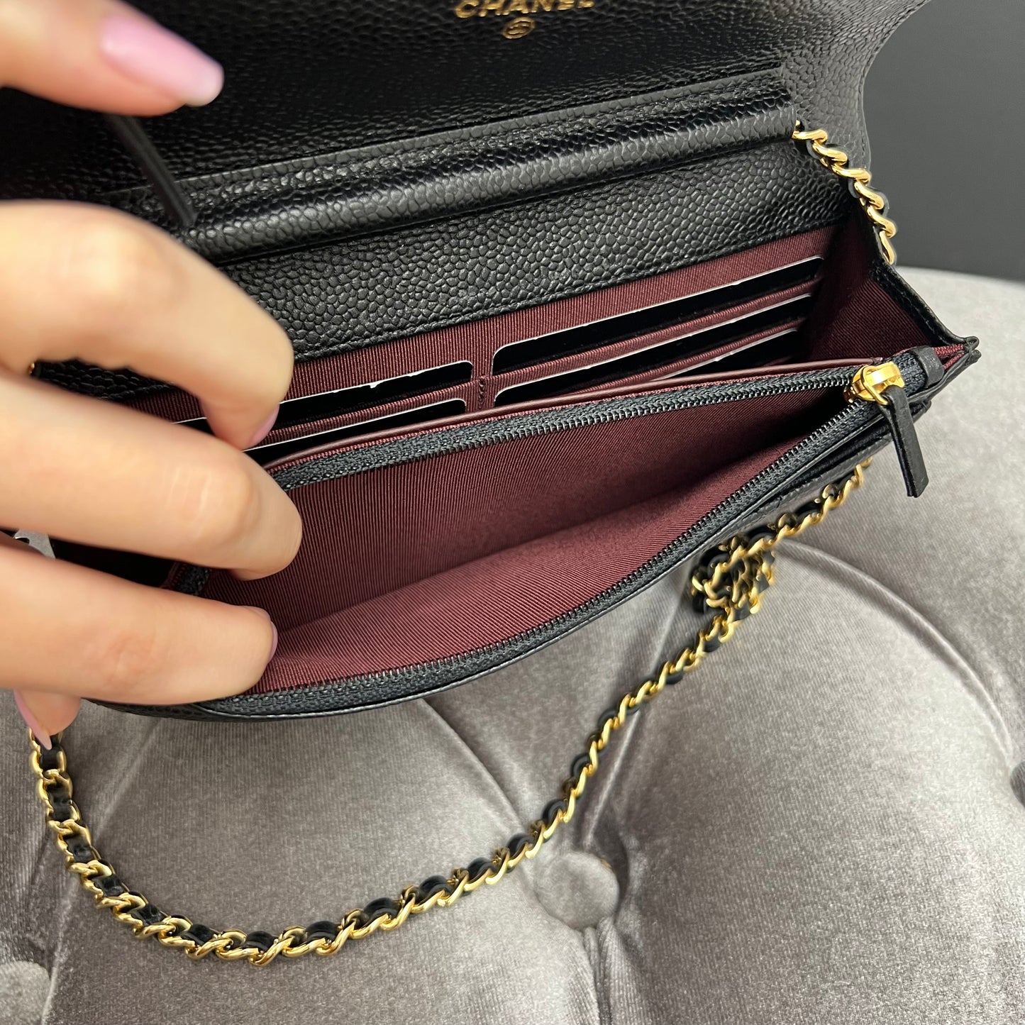 Chanel Wallet on Chain Black and Gold