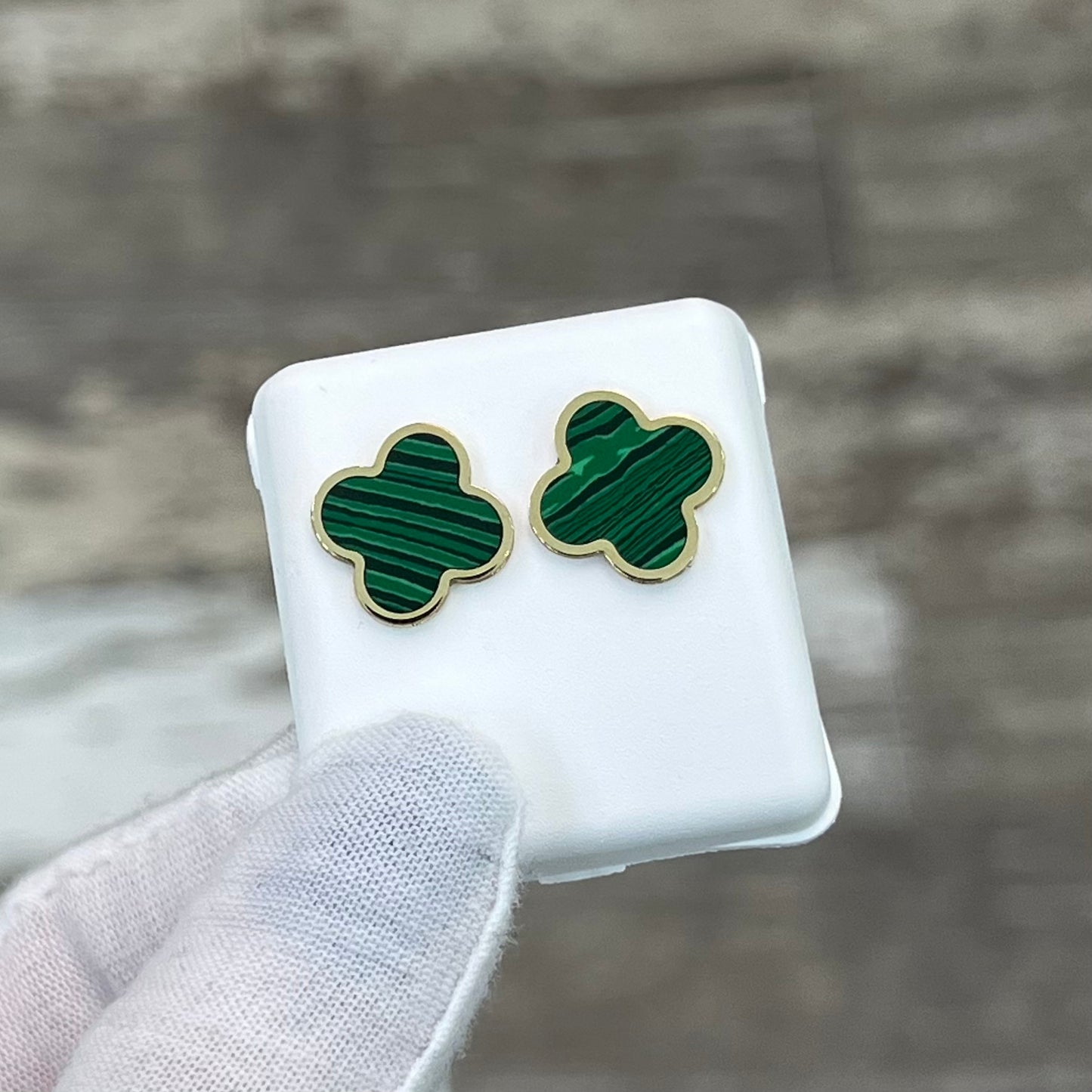 14k Gold Clover Stud Earrings