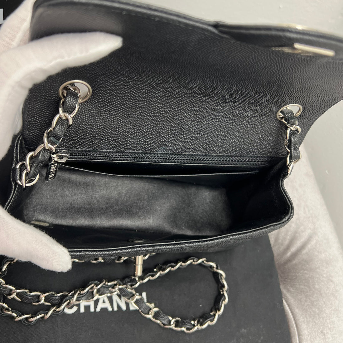 Chanel Caviar Quilted Mini Rectangle Flap Bag with Box & Dust Bag