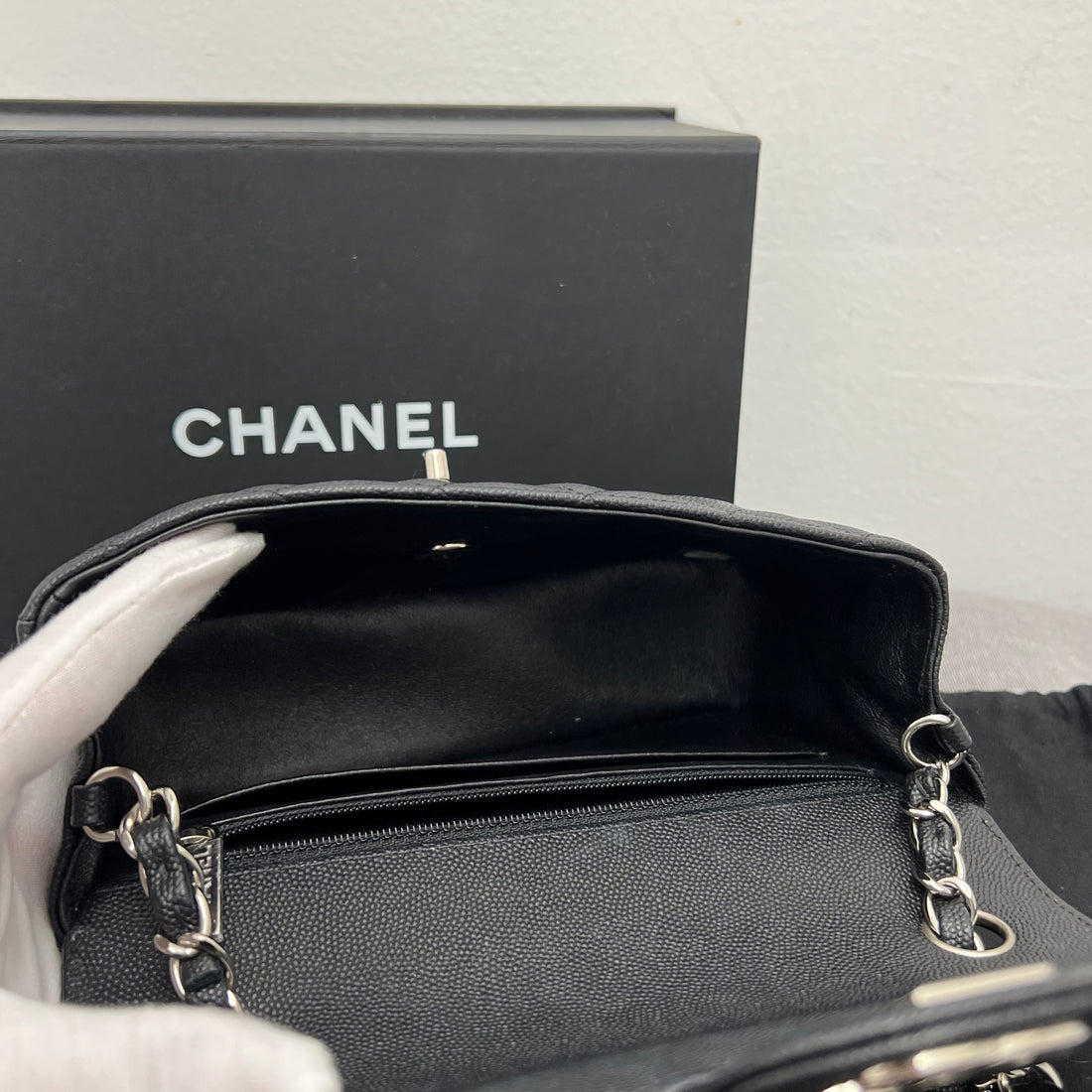 Chanel Caviar Quilted Mini Rectangle Flap Bag with Box & Dust Bag