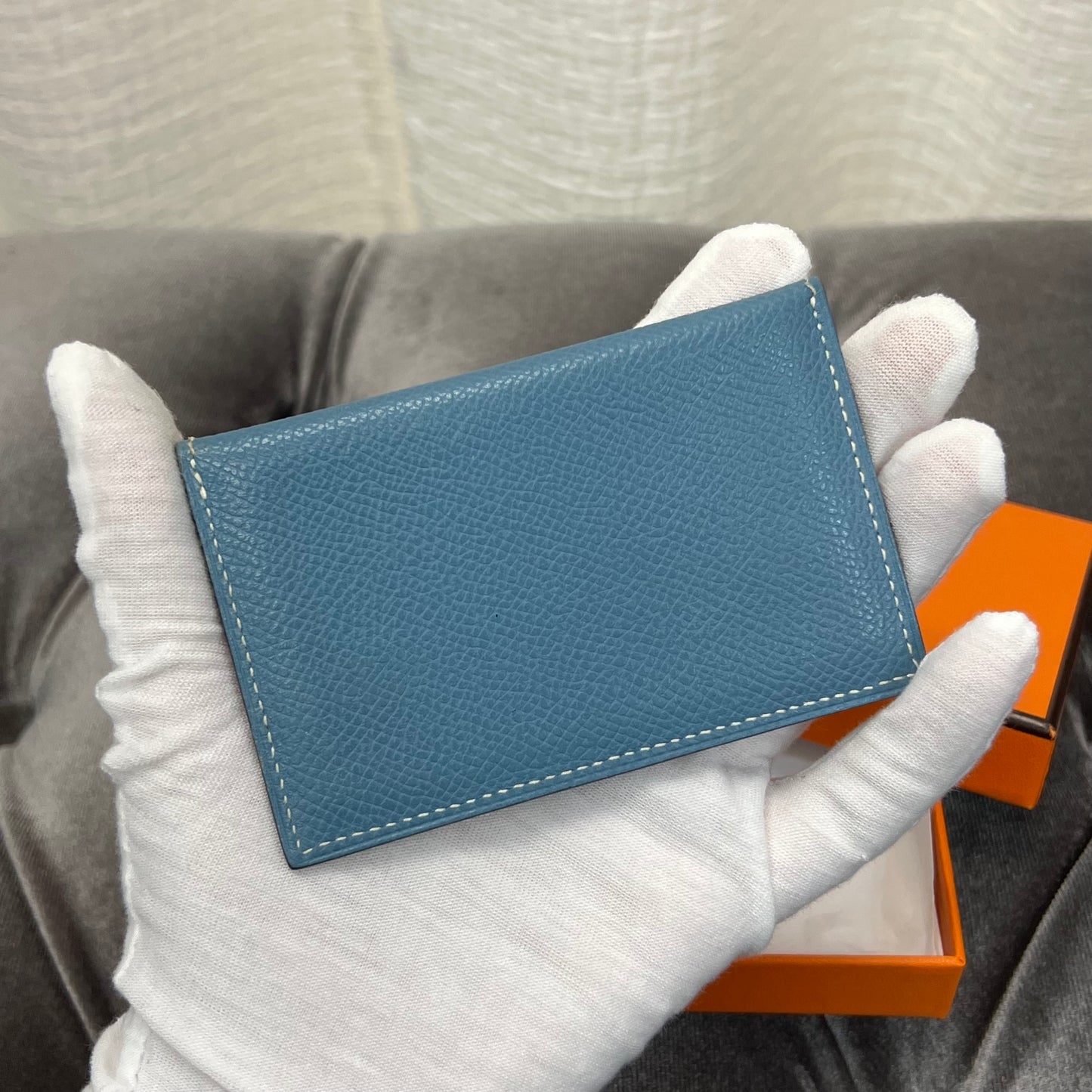 Hermes Cardholder Blue Jean