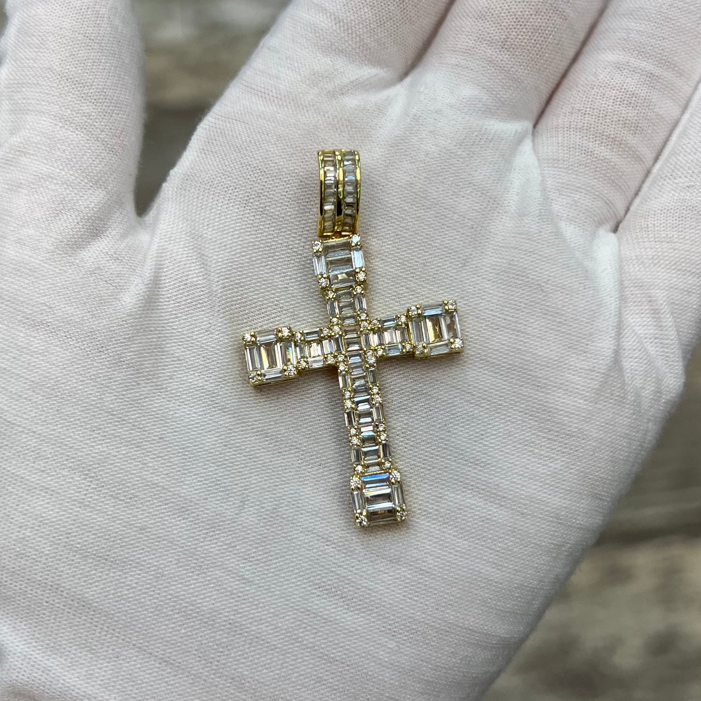 Gold Plated Crystal Cross Pendant
