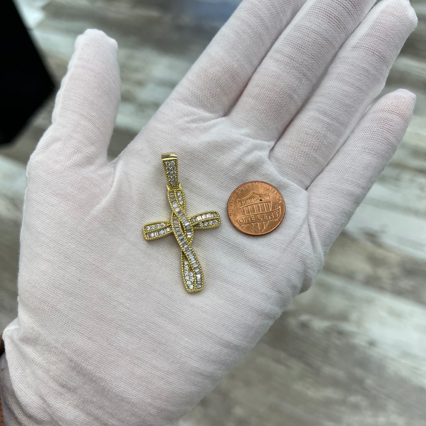 Gold Plated Crystal Cross Pendant