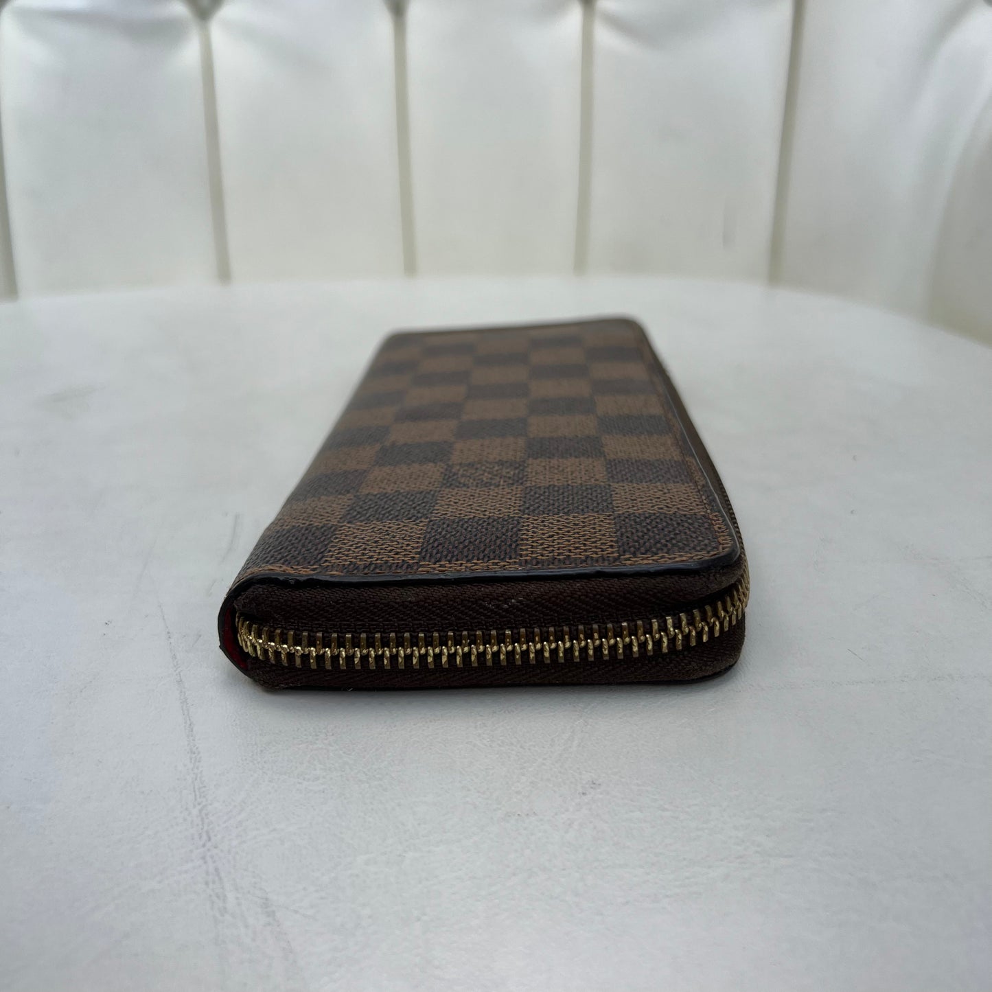 Louis Vuitton Clemence Wallet Damier Ebene Red