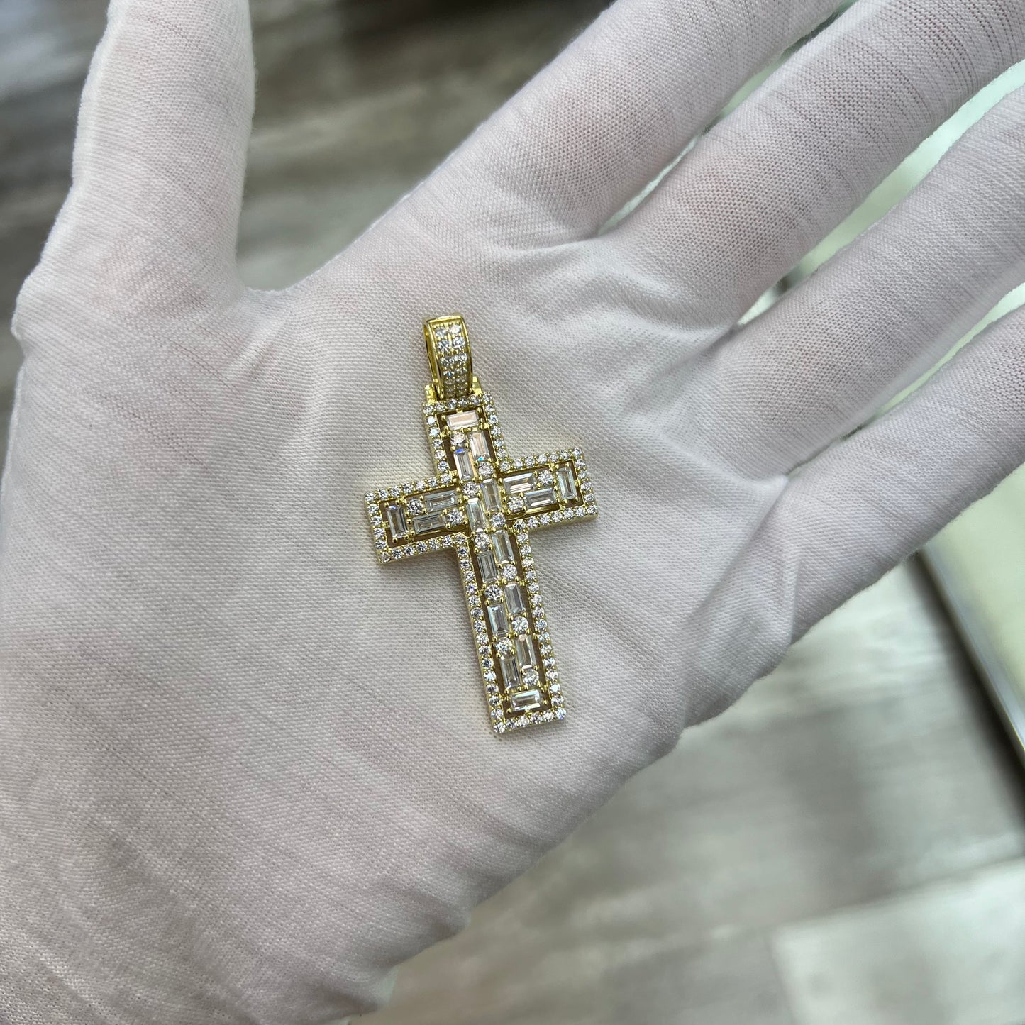 Gold Plated Crystal Cross Pendant