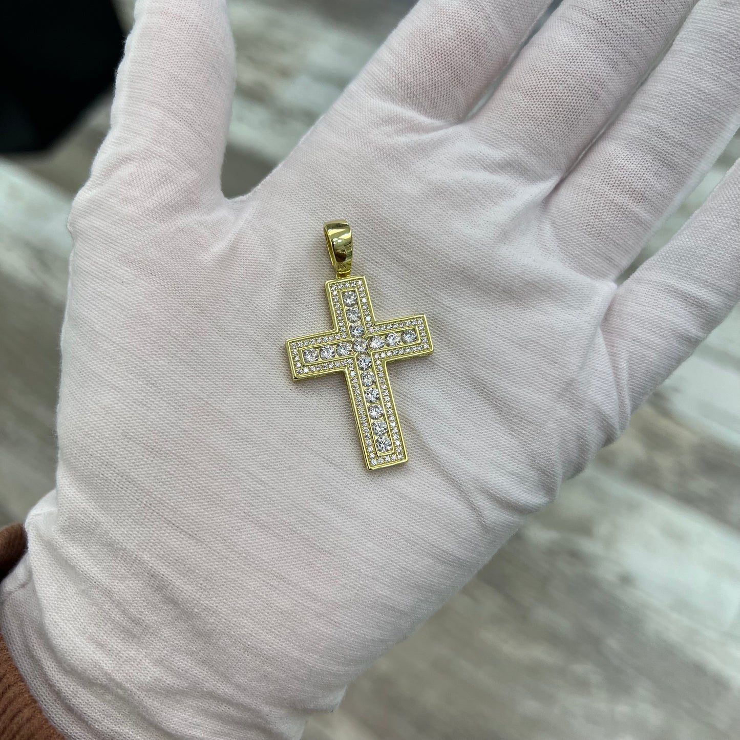Gold Plated Crystal Cross Pendant