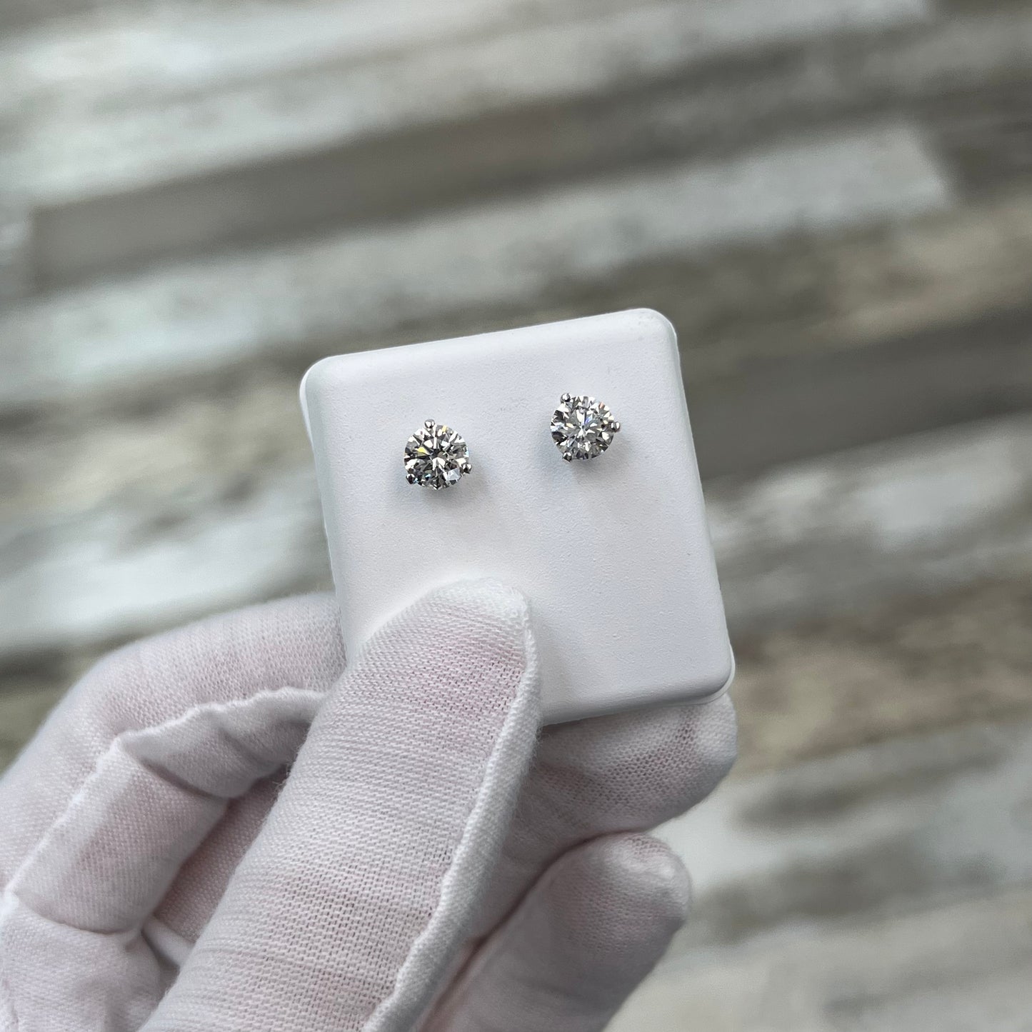 Diamond Studs 1.5ct Lab Created 14k White Gold