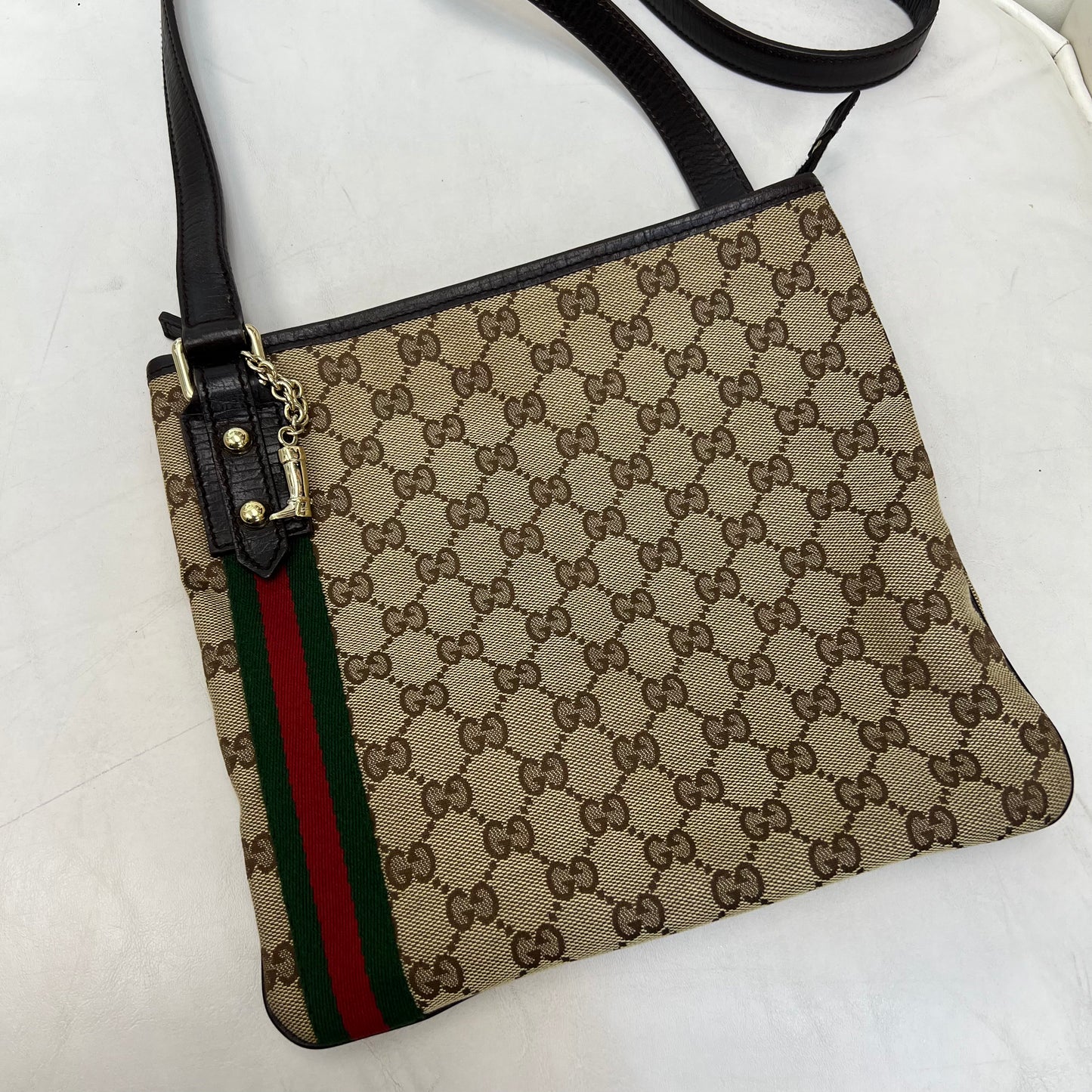 Gucci Monogram Web Jolicoeur Charms Messenger Bag
