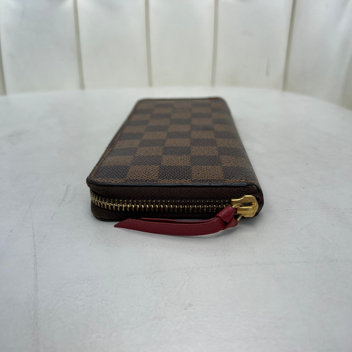 Louis Vuitton Clemence Wallet Damier Ebene Red