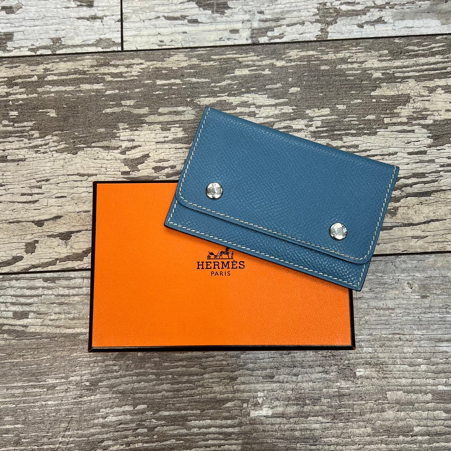 Hermes Cardholder Blue Jean
