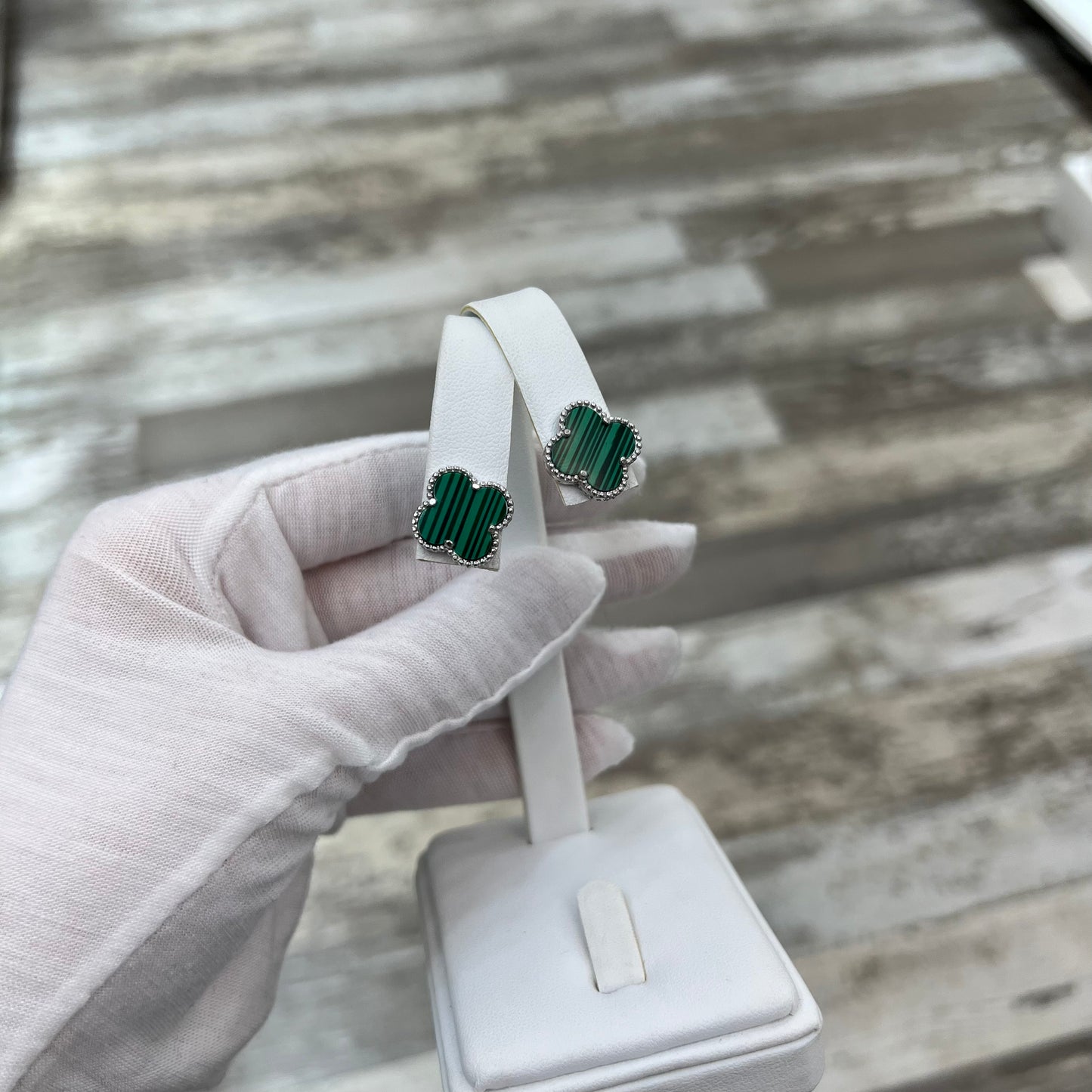 Sterling Silver Malachite Earring