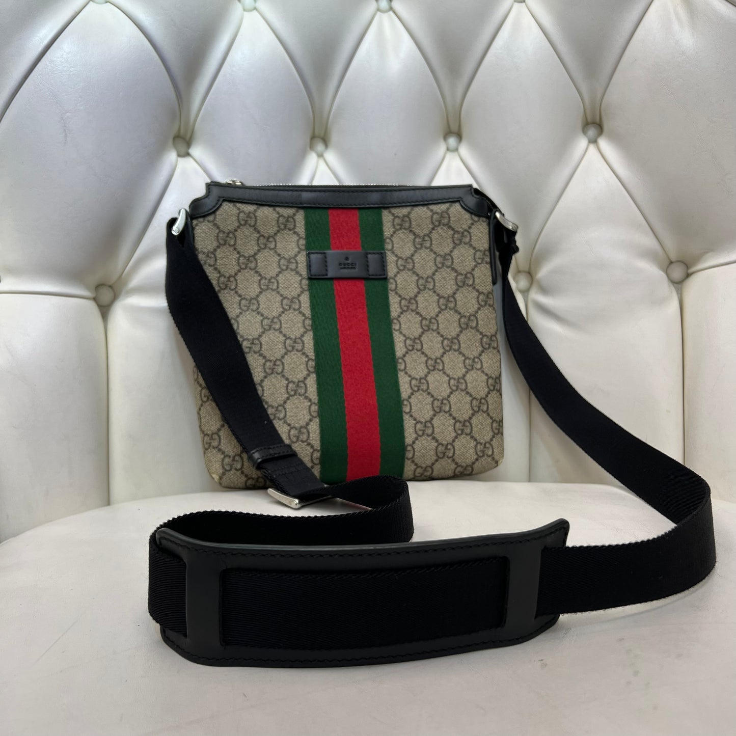 Gucci GG Supreme Web Messenger Bag