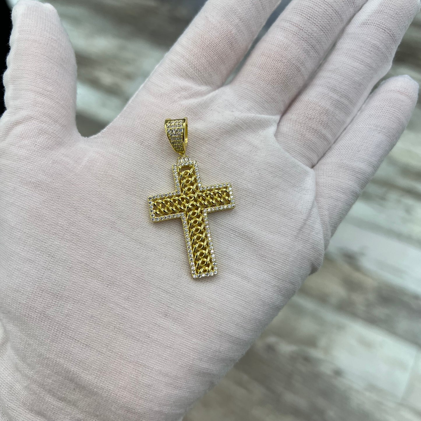 Gold Plated Crystal Cross Pendant