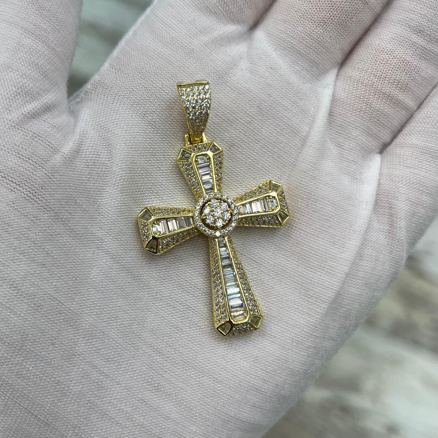 Gold Plated Crystal Cross Pendant