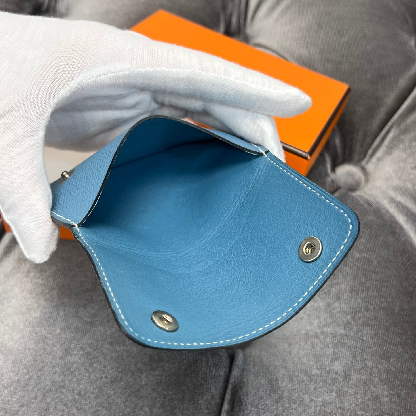 Hermes Cardholder Blue Jean
