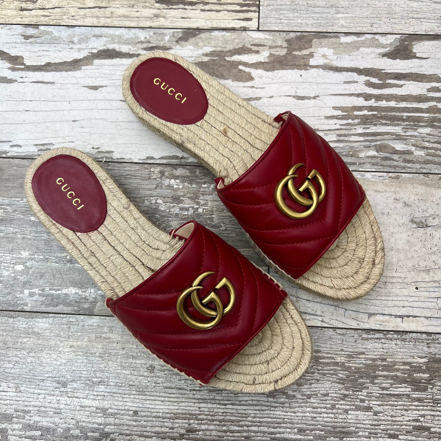 Gucci Marmont Sandal Red Size 38