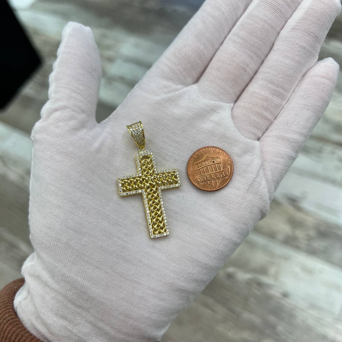 Gold Plated Crystal Cross Pendant