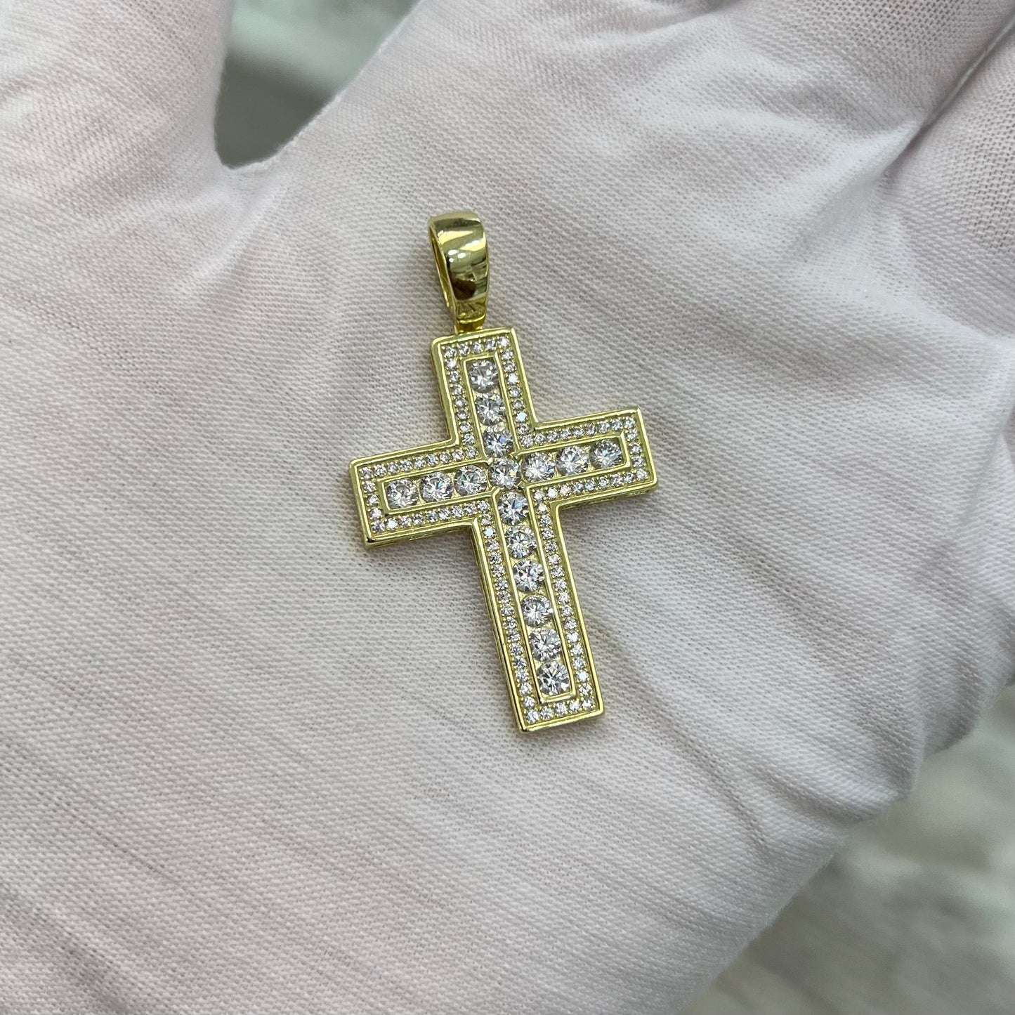 Gold Plated Crystal Cross Pendant