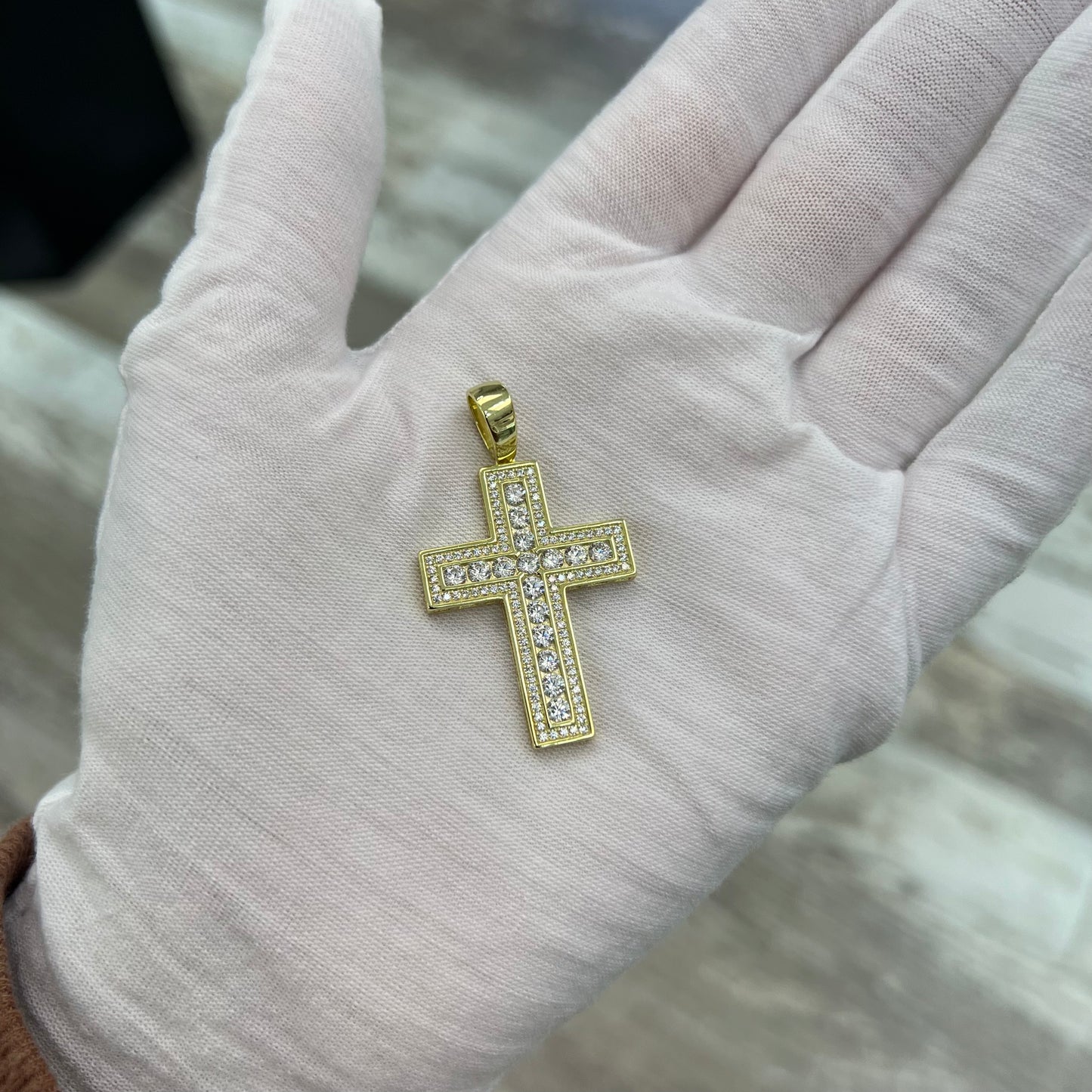 Gold Plated Crystal Cross Pendant