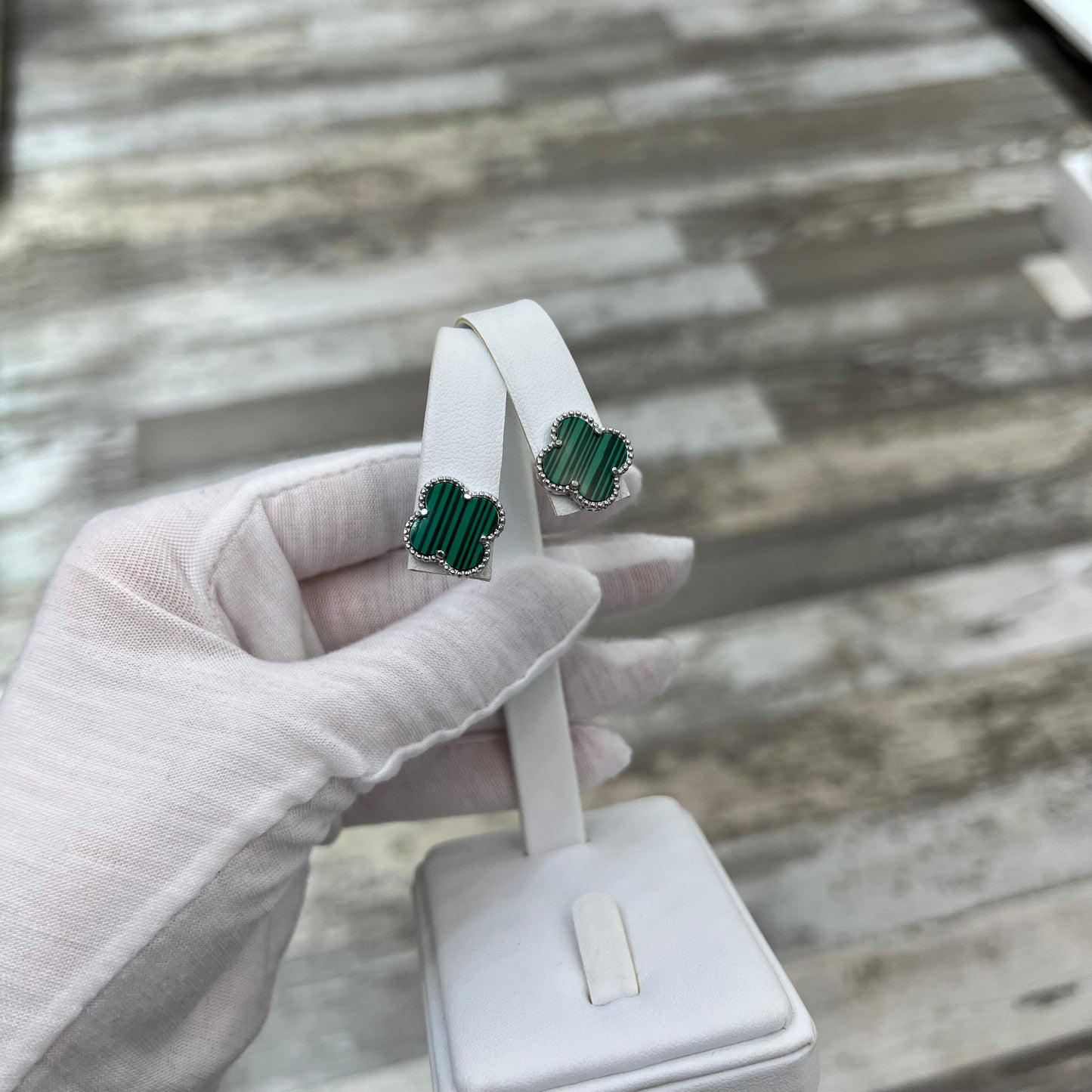 Sterling Silver Malachite Earring