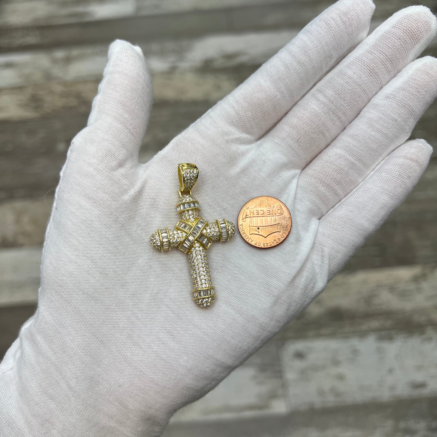 Gold Plated Crystal Cross Pendant