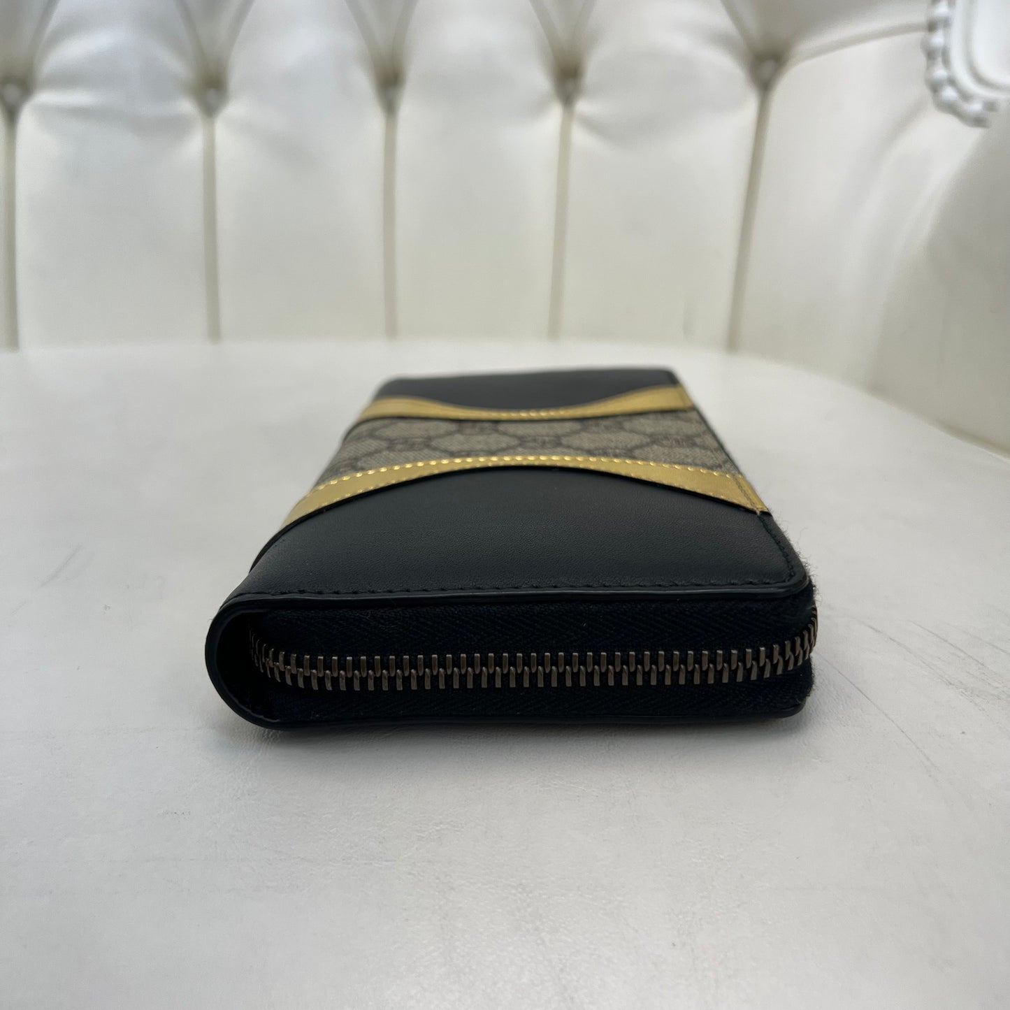 Gucci Zip Wallet Monogram and Gold