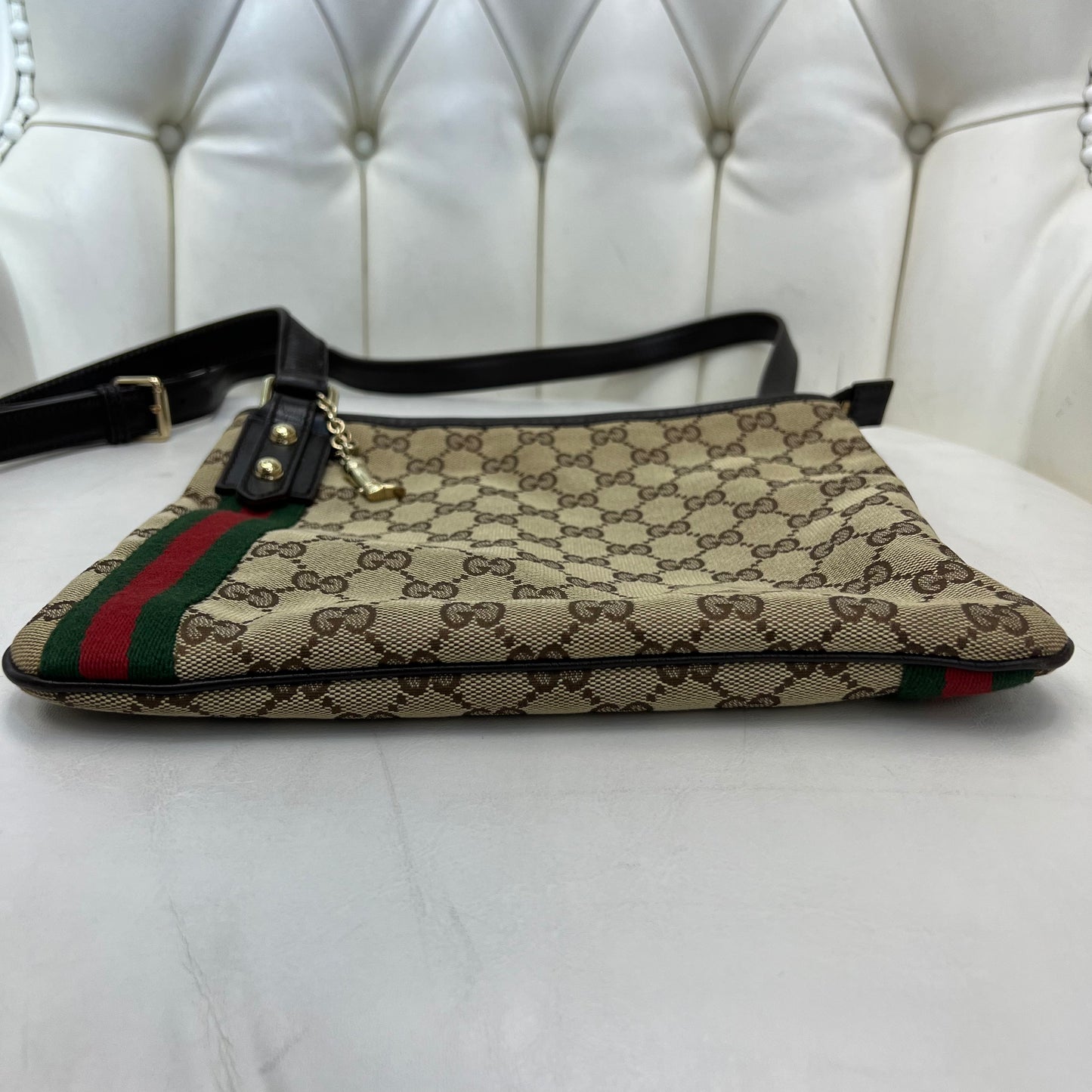 Gucci Monogram Web Jolicoeur Charms Messenger Bag