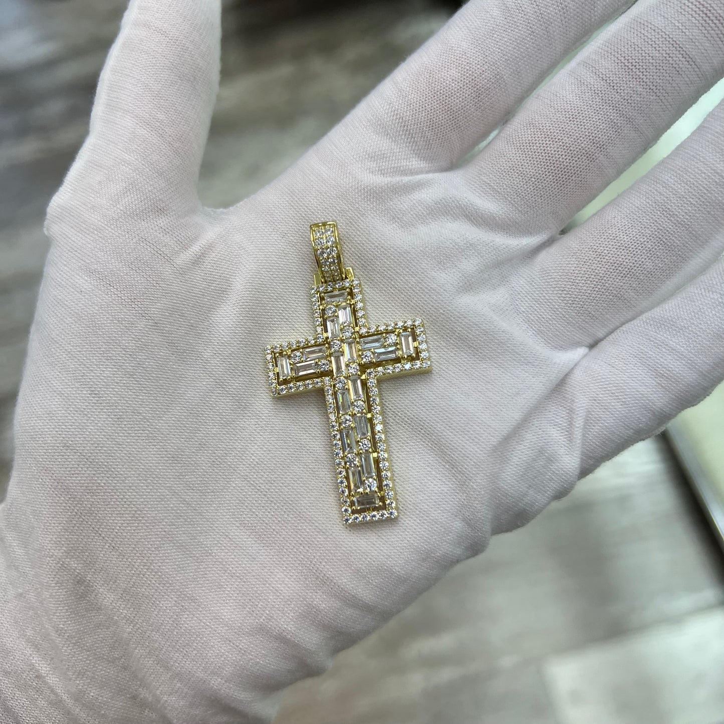 Gold Plated Crystal Cross Pendant