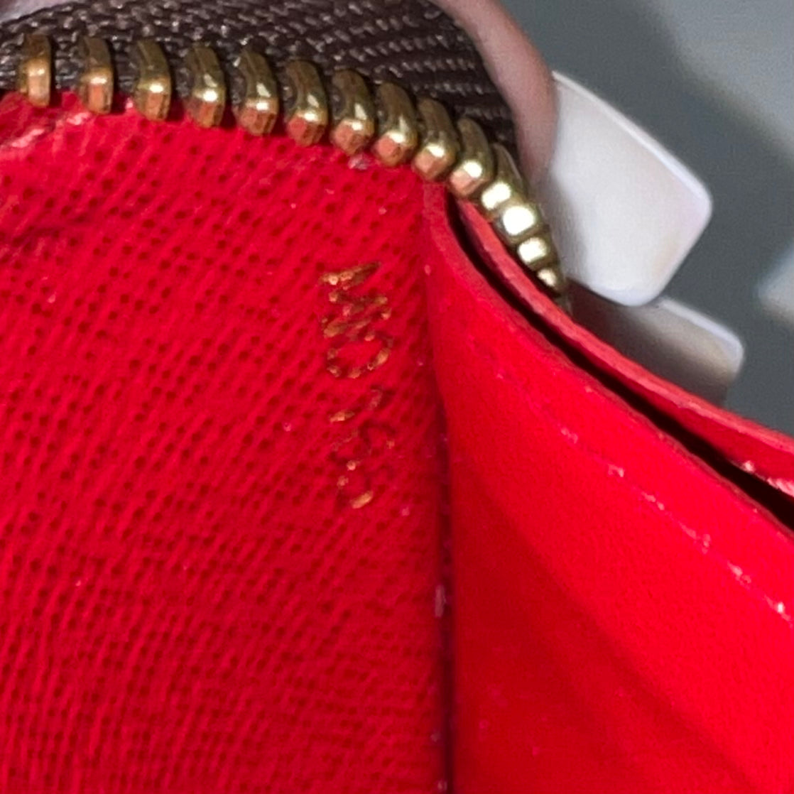 Louis Vuitton Clemence Wallet Damier Ebene Red
