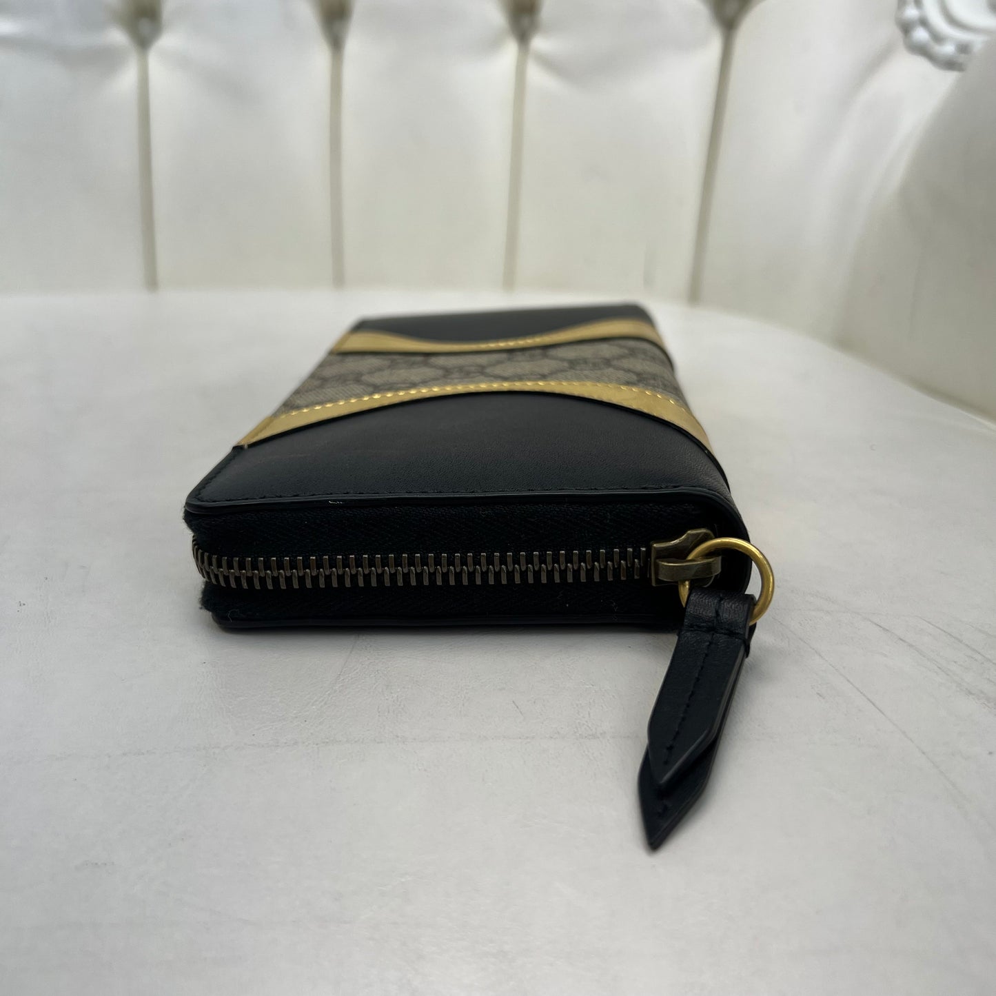 Gucci Zip Wallet Monogram and Gold