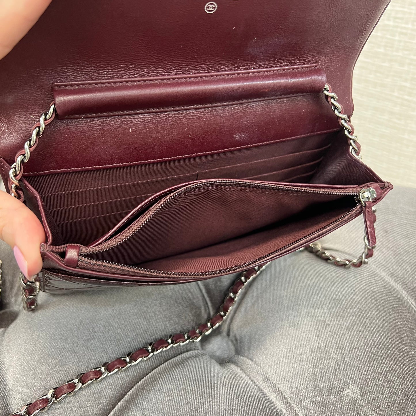 Chanel WOC Wallet On Chain Striped Patent Leather