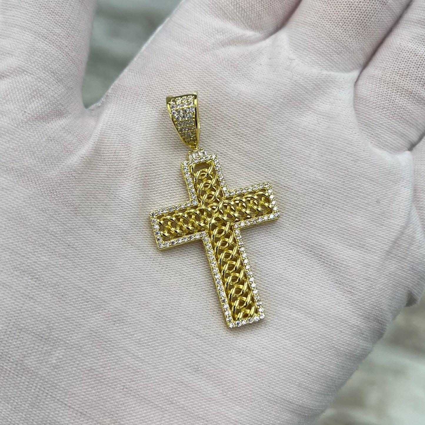 Gold Plated Crystal Cross Pendant