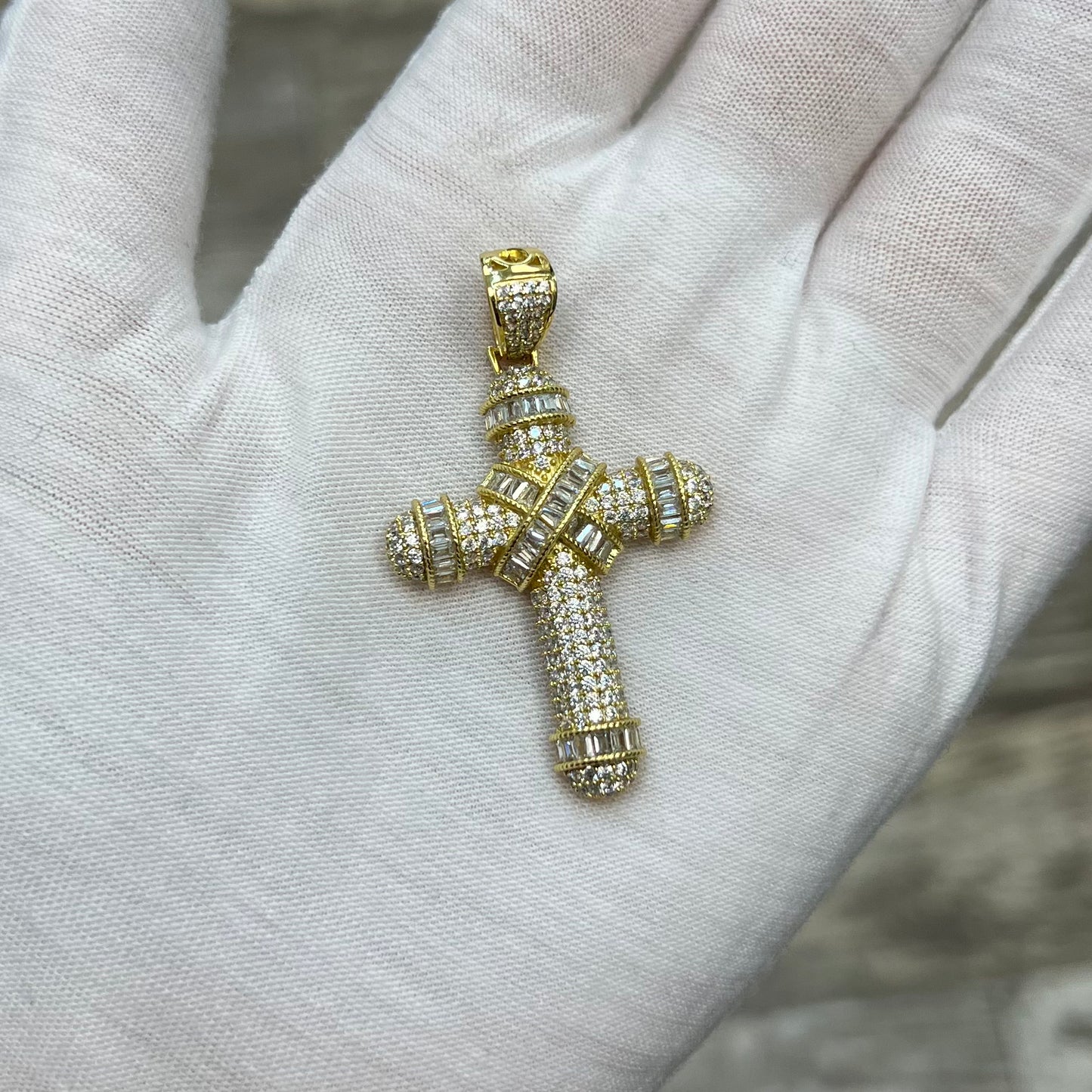 Gold Plated Crystal Cross Pendant