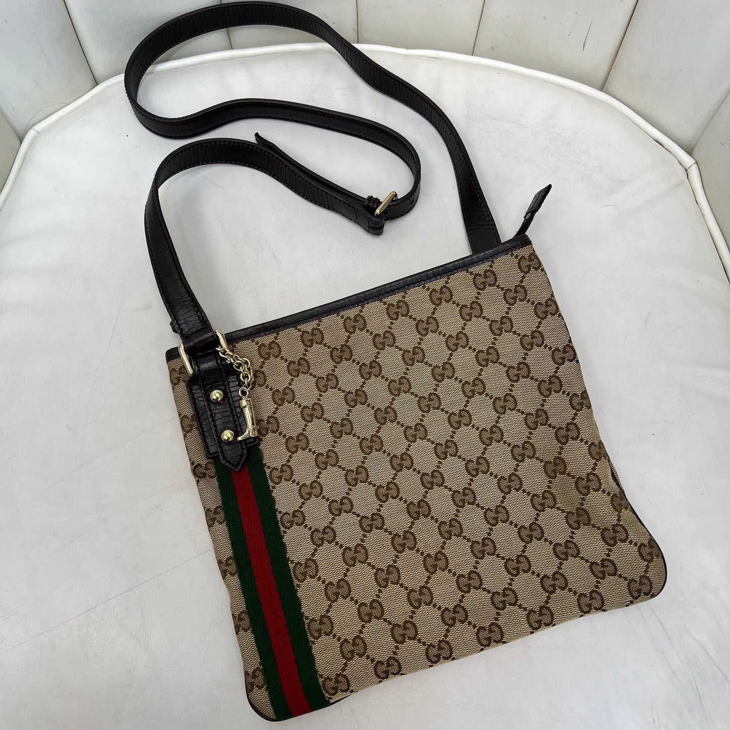 Gucci Monogram Web Jolicoeur Charms Messenger Bag