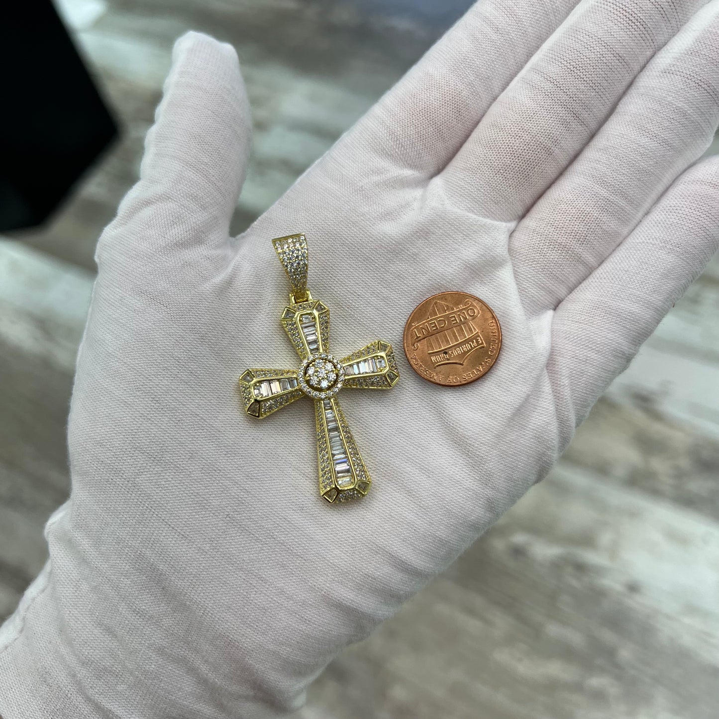 Gold Plated Crystal Cross Pendant