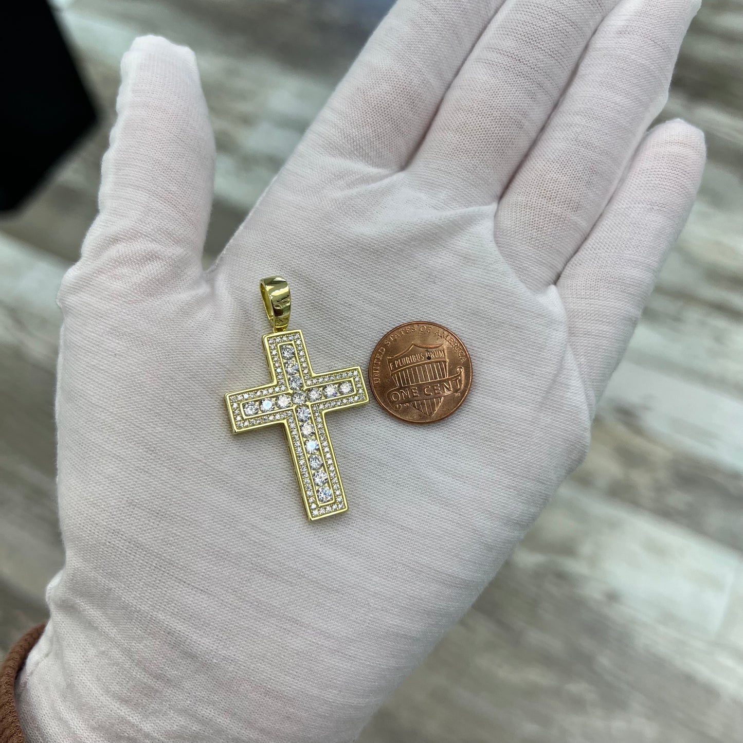 Gold Plated Crystal Cross Pendant
