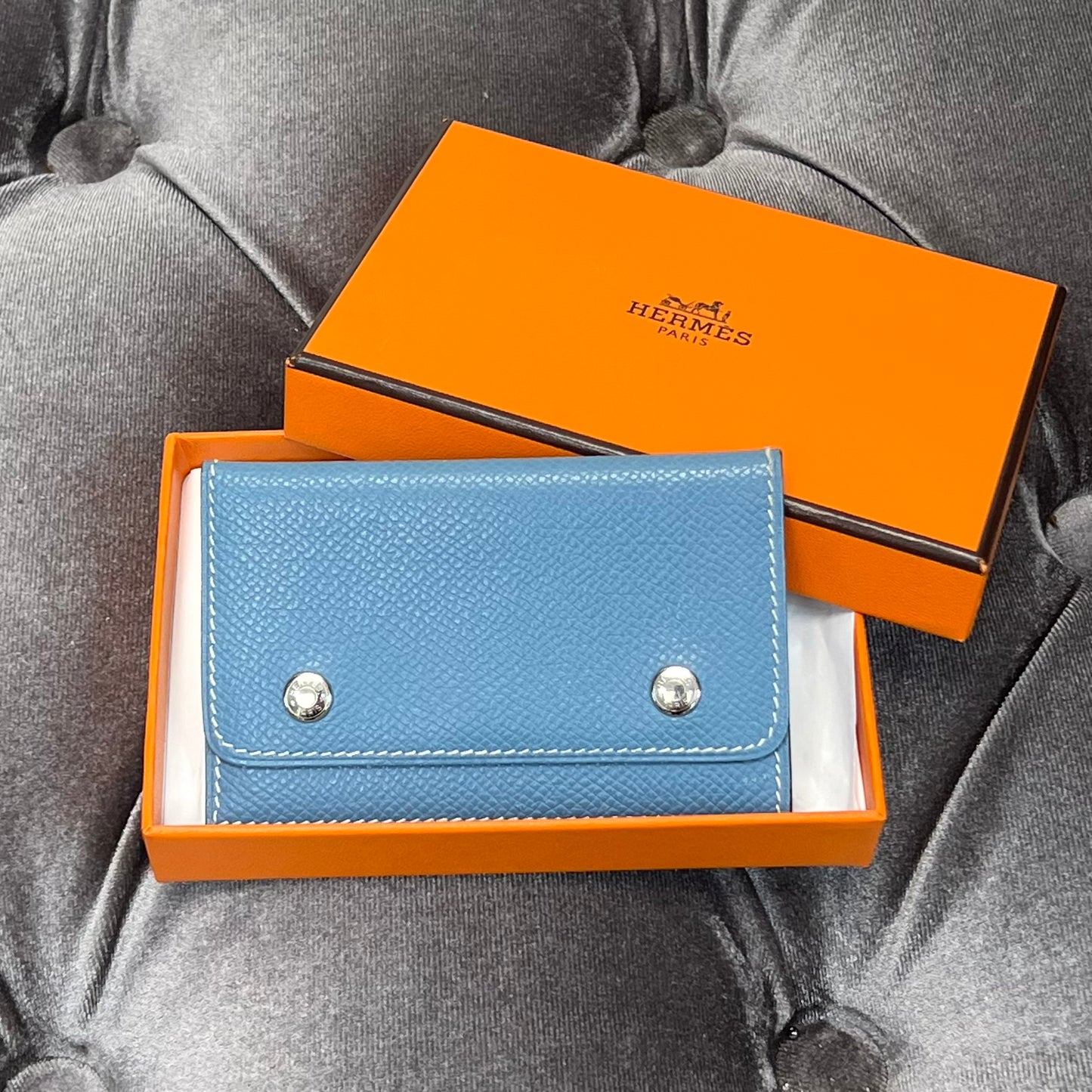 Hermes Cardholder Blue Jean