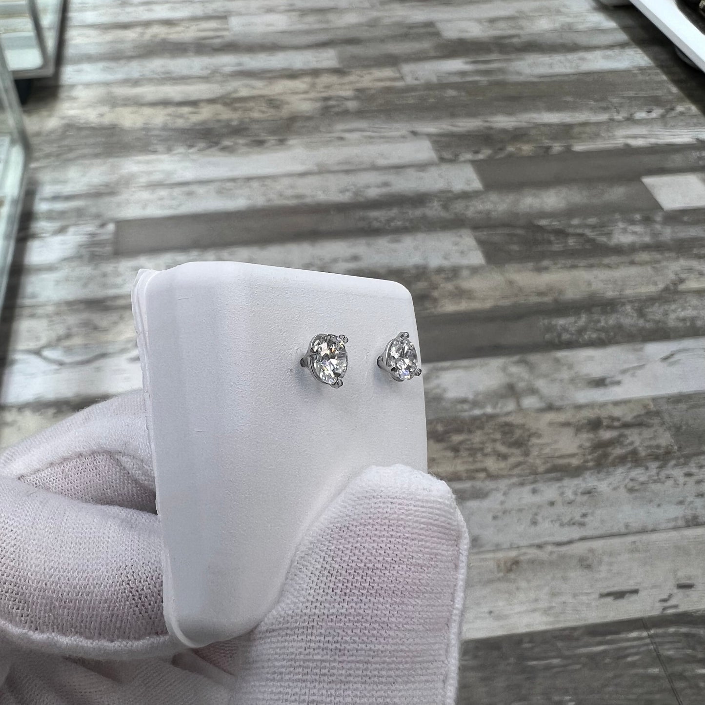 Diamond Studs 1ct Lab Created 14k White Gold