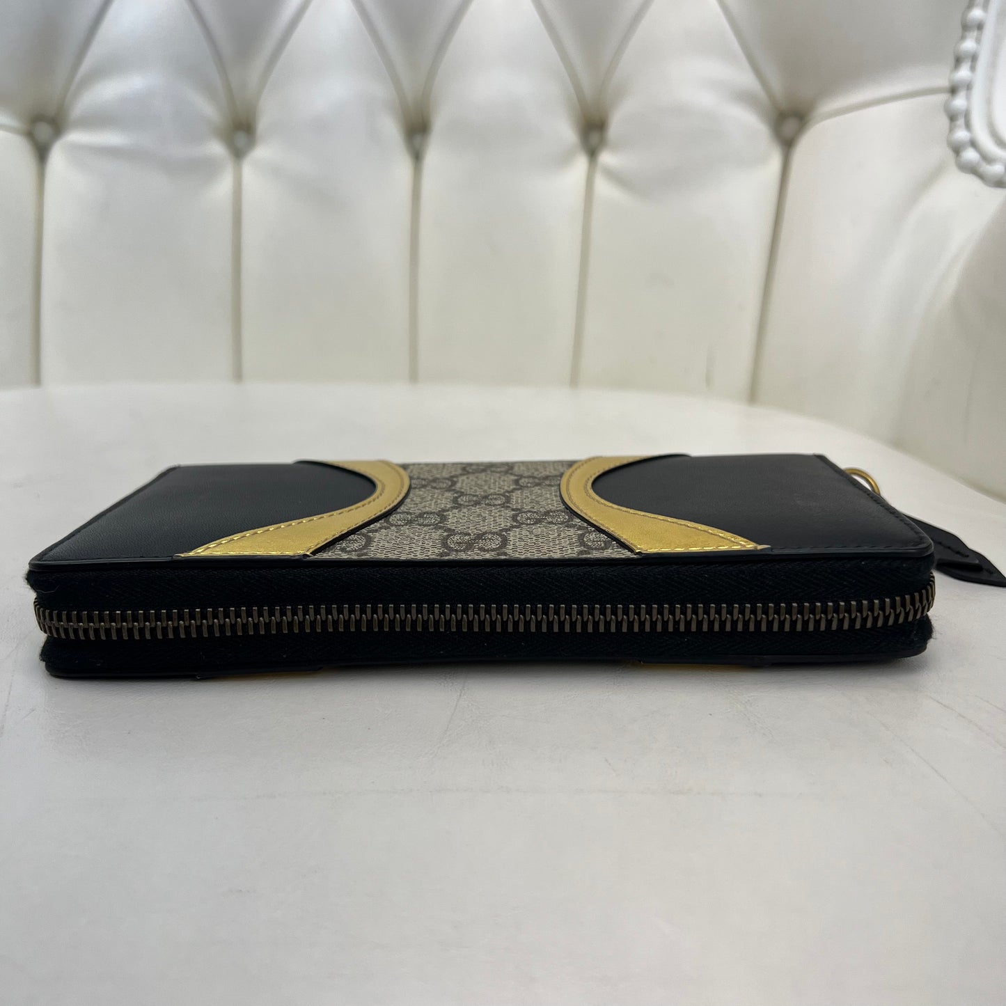 Gucci Zip Wallet Monogram and Gold