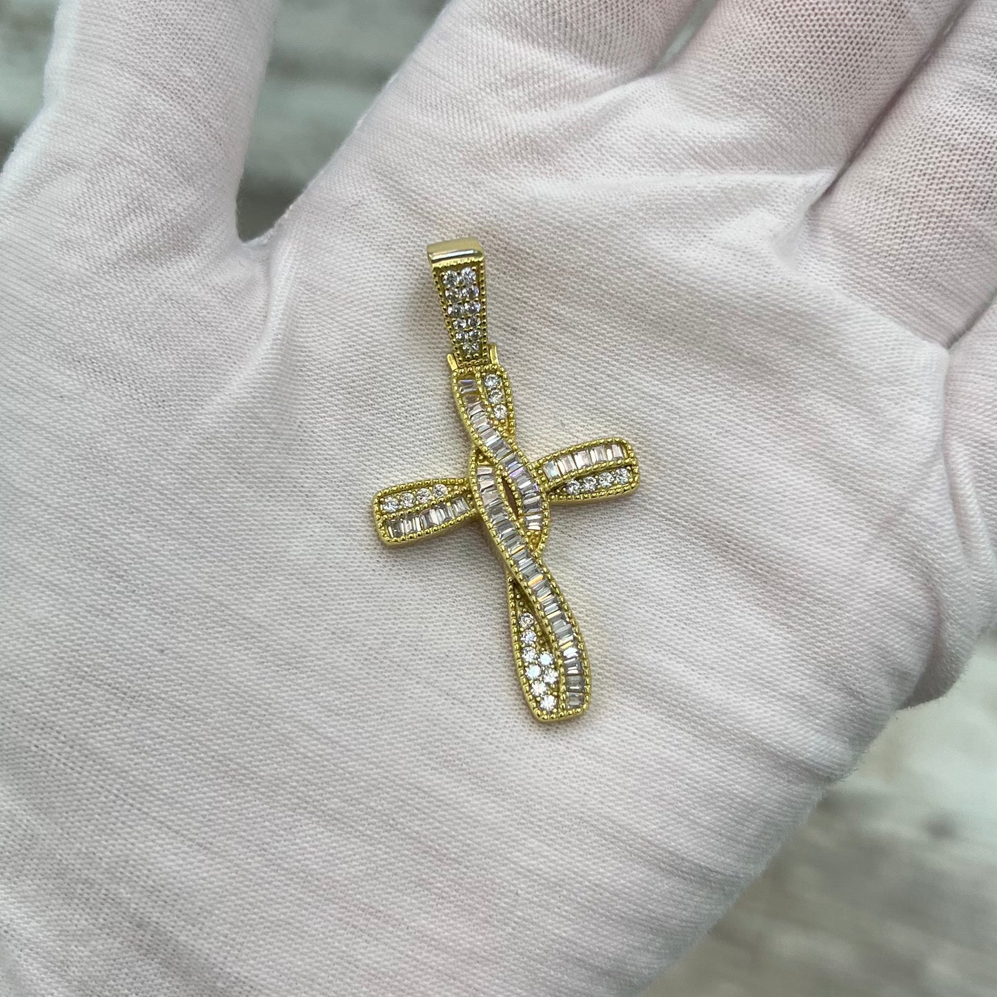 Gold Plated Crystal Cross Pendant