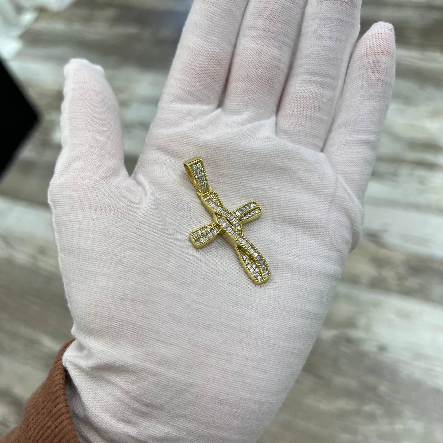 Gold Plated Crystal Cross Pendant