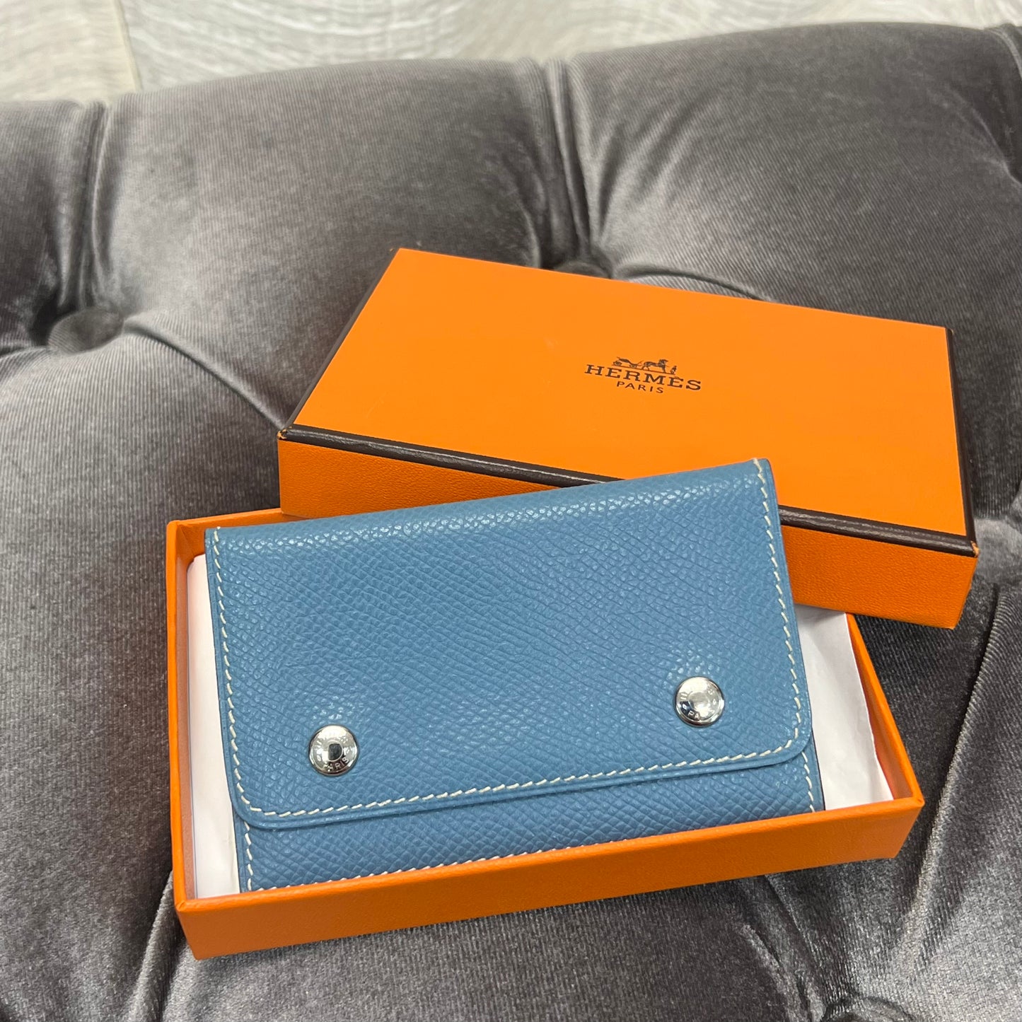 Hermes Cardholder Blue Jean