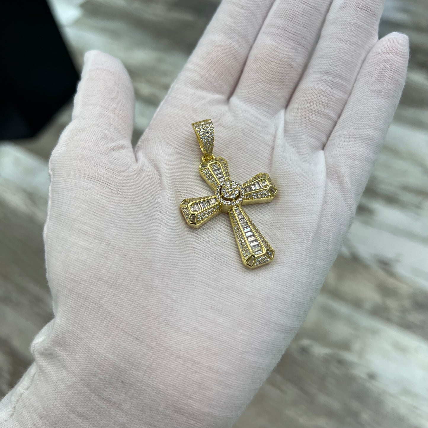 Gold Plated Crystal Cross Pendant