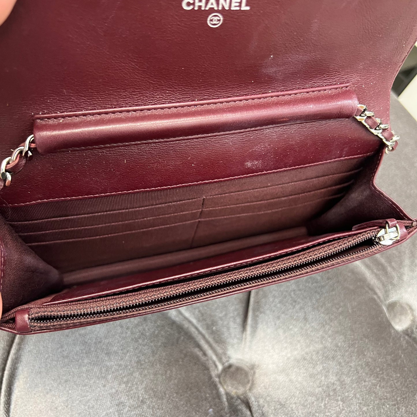 Chanel WOC Wallet On Chain Striped Patent Leather