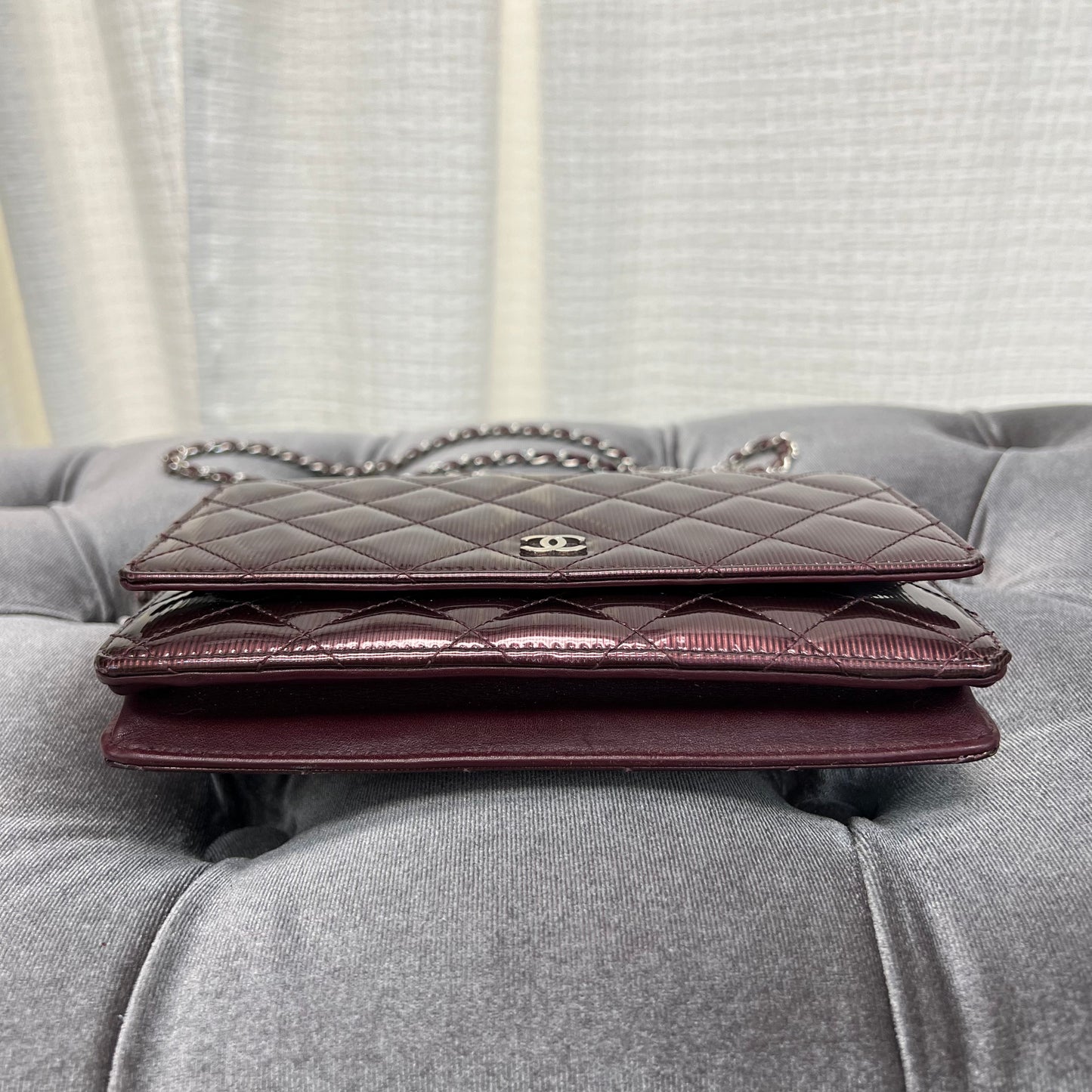 Chanel WOC Wallet On Chain Striped Patent Leather